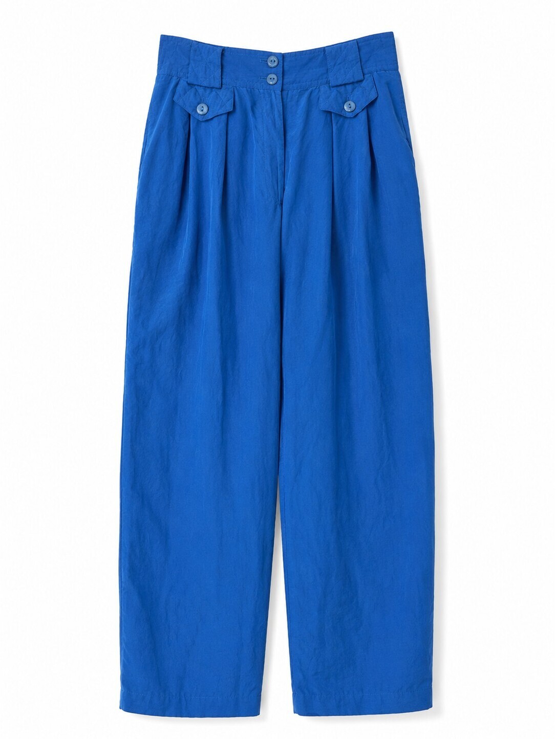 Sk & Company 100% Silk Blue Wide Leg Pleated Pants Size S High Rise